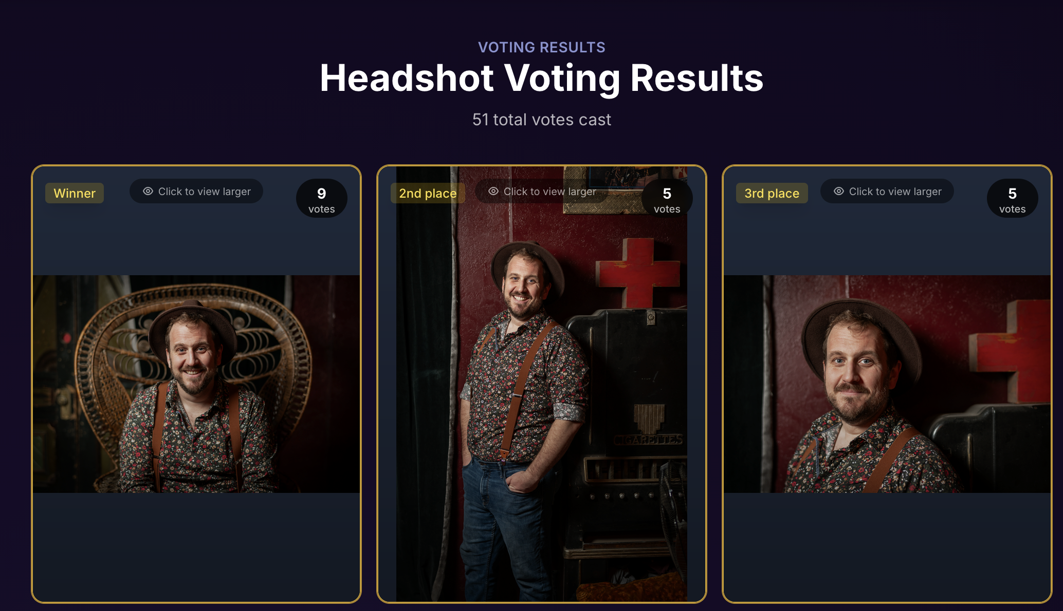 Headshot Results - I guess people like this outfit on me!